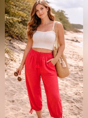 Joe Fresh / Cotton / Red Drawstring Comfy Pants